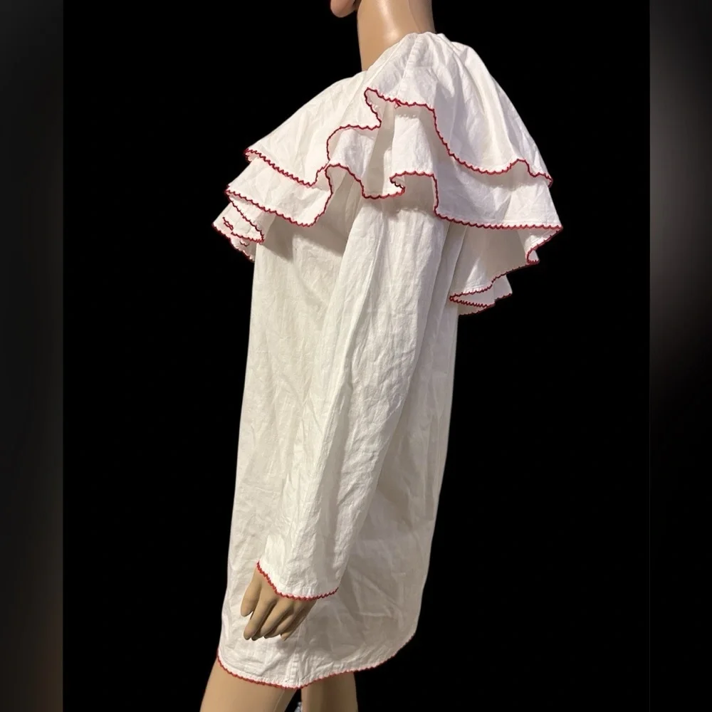 REVOLVE Lovers + Friends White Ruffle Lined Cotton Mini Dress Whimsical Women M - Picture 3 of 8